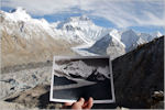 Photo: David Breashears The eroding Rongbuk glacier in the Himalayas, in 1921 and today.