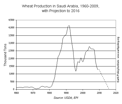 Wheat Production in Saudi Arabia, 1960-2009, with Projection to 2016