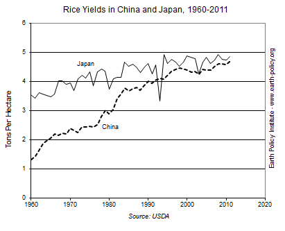 Rice Yields in China and Japan, 1960-2011
