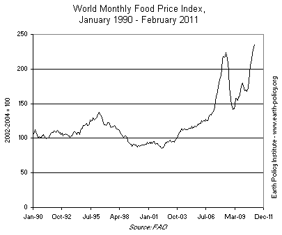 World Monthly Food Price Index, January 1990-February 2011